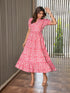 MULMUL PINK FLORAL JAAL BLOCK PRINTED DRESS MULMUL PINK FLORAL JAAL BLOCK PRINTED DRESS